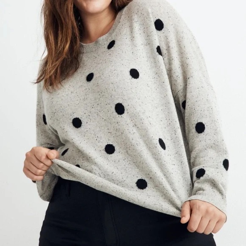 MADEWELL | cashmere Polka Dot Sweater in Gray and Black